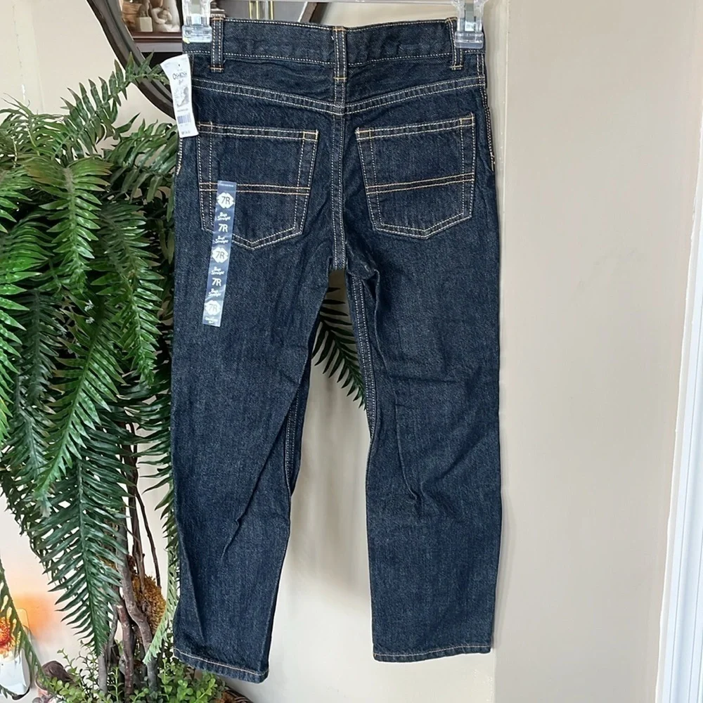 Brand New OshKosh B'Gosh Straight Jeans Dark Wash Denim Adjustable Waistband